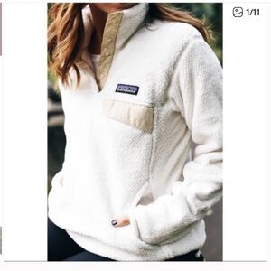 Patagonia Cream Fleece Jacket with Tan Details